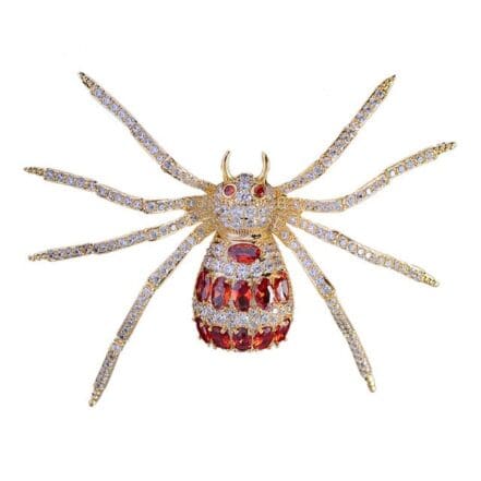 Broche Fantaisie Araignée Blanche Grise - Bijou Animalier Pour Femme Ou Homme, Neuf Avec étiquettes